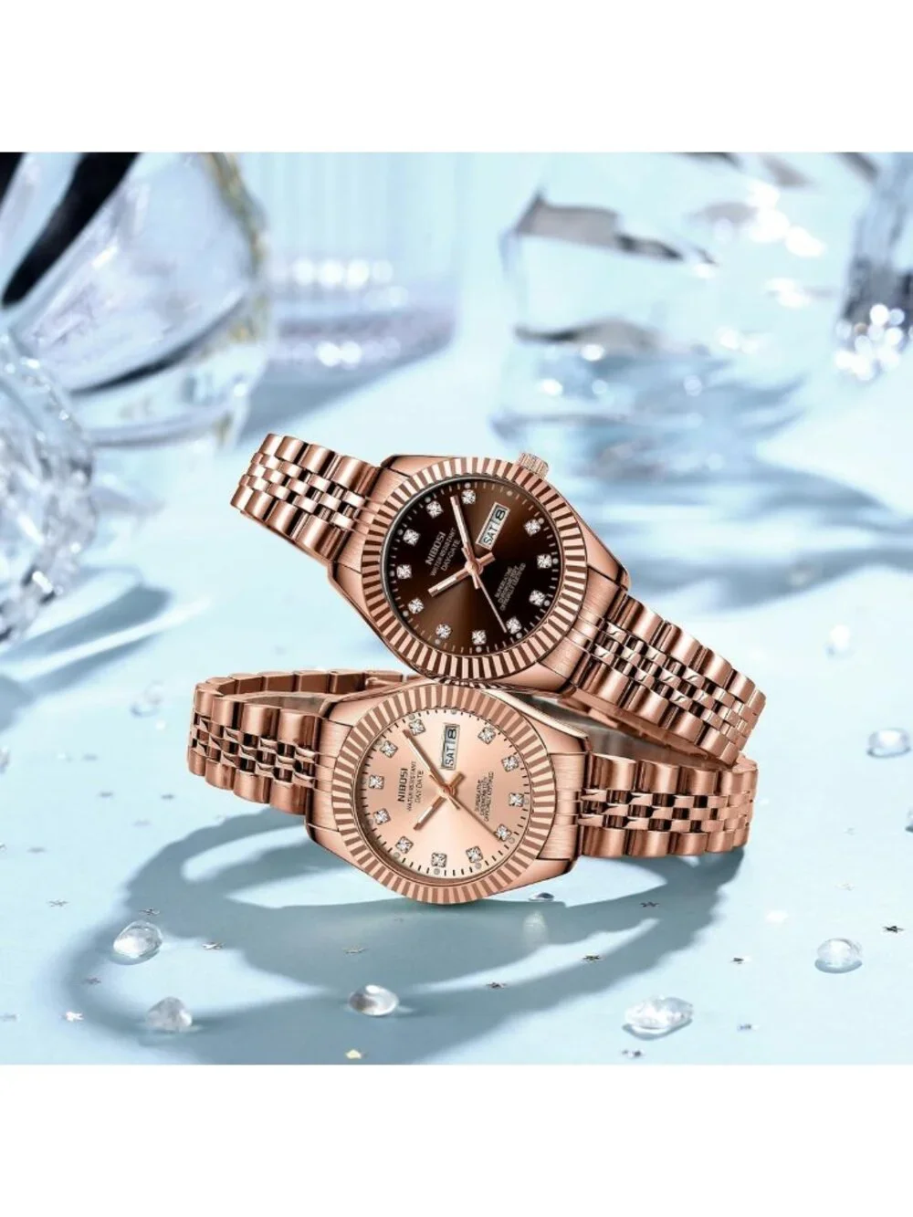 Elegant Women's Analog Quartz Watch - Gold & Silver Stainless Steel, Waterproof